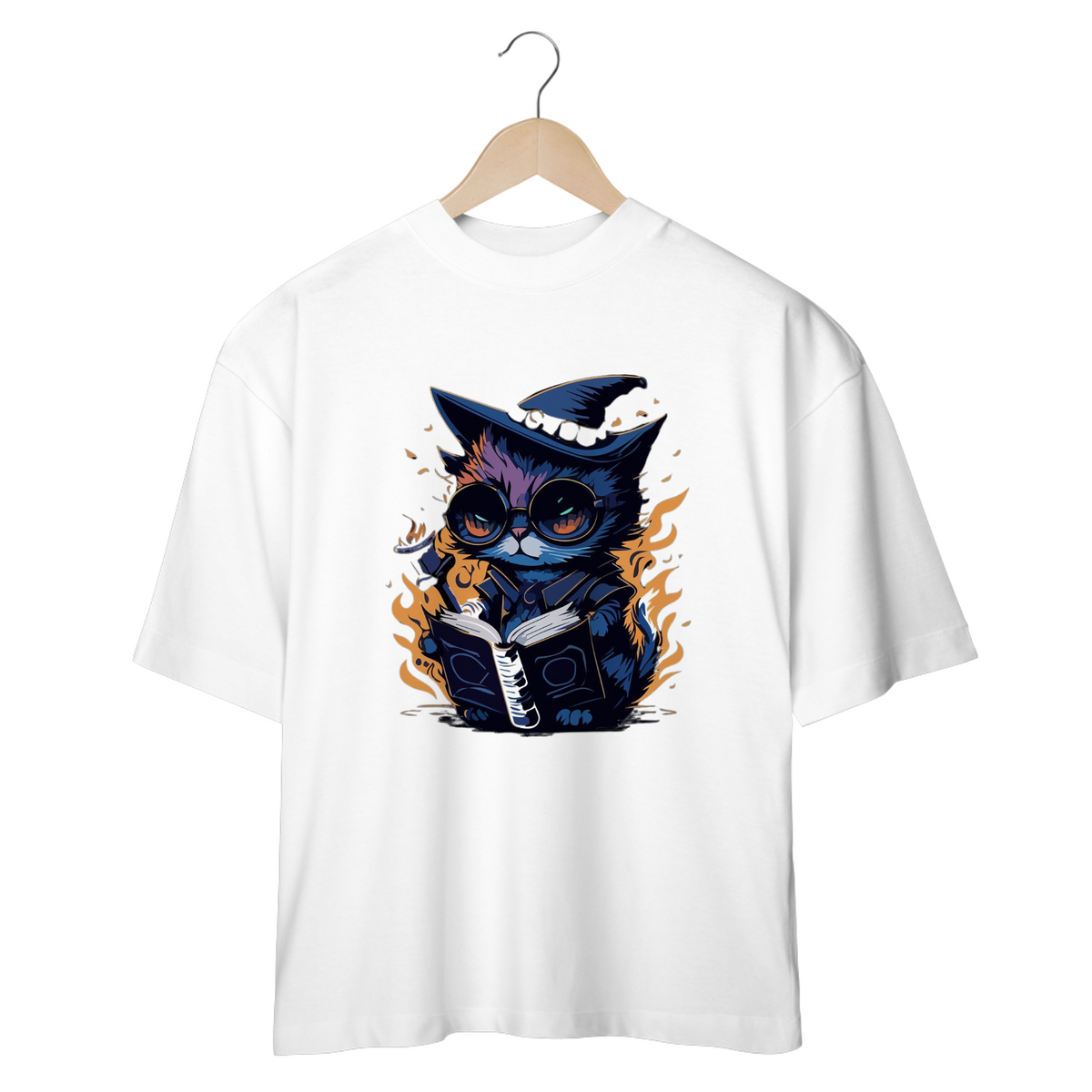 Nome do produto: CAMISETA OVERSIZED, BLACK CAT HALLOWEEN