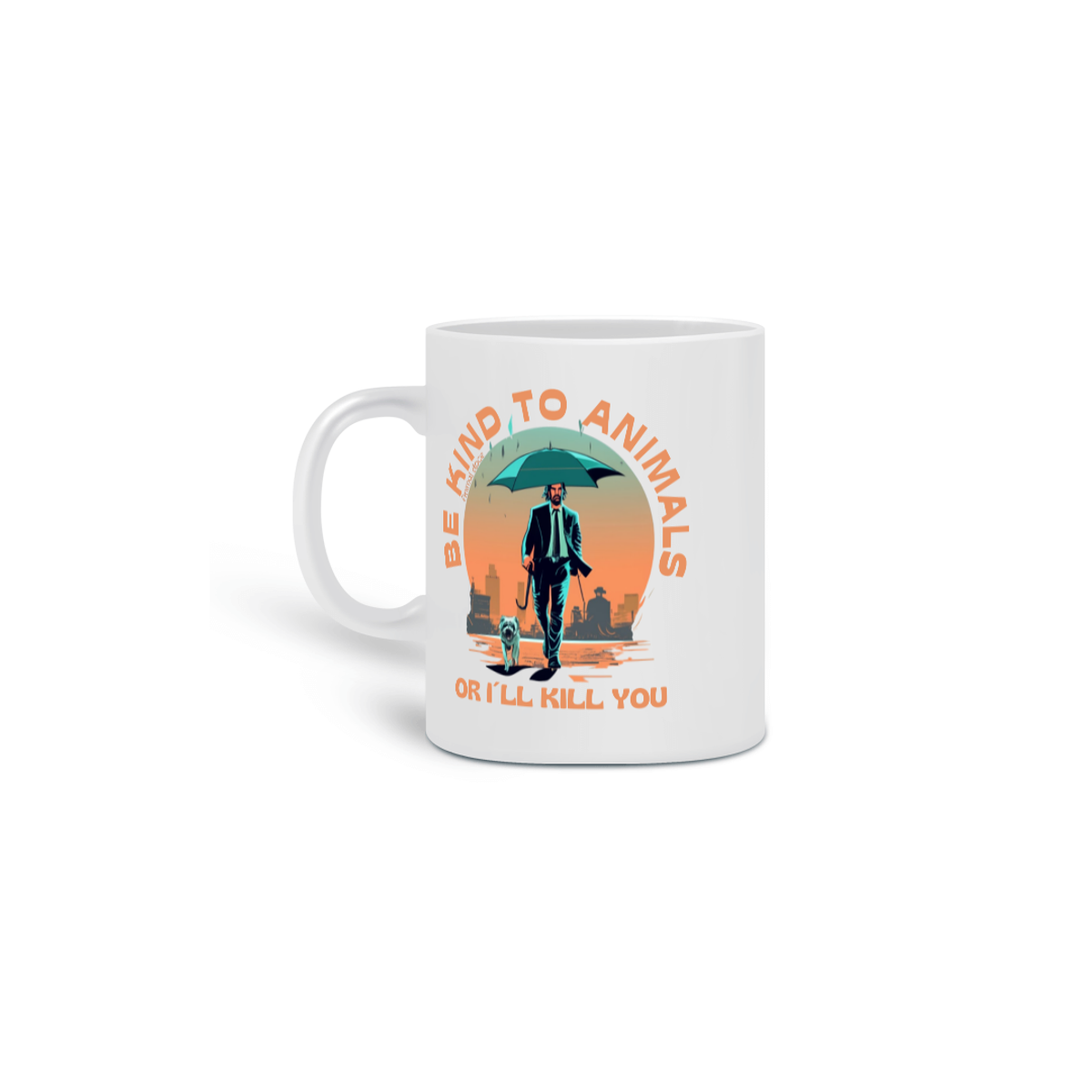 Nome do produto: CANECA PERSONALIZADA CRIATIVA EM CERÂMICA, 325ML C/02 LADOS LINHA FILME JOHN WICK DOG, BE KIND TO ANIMALS