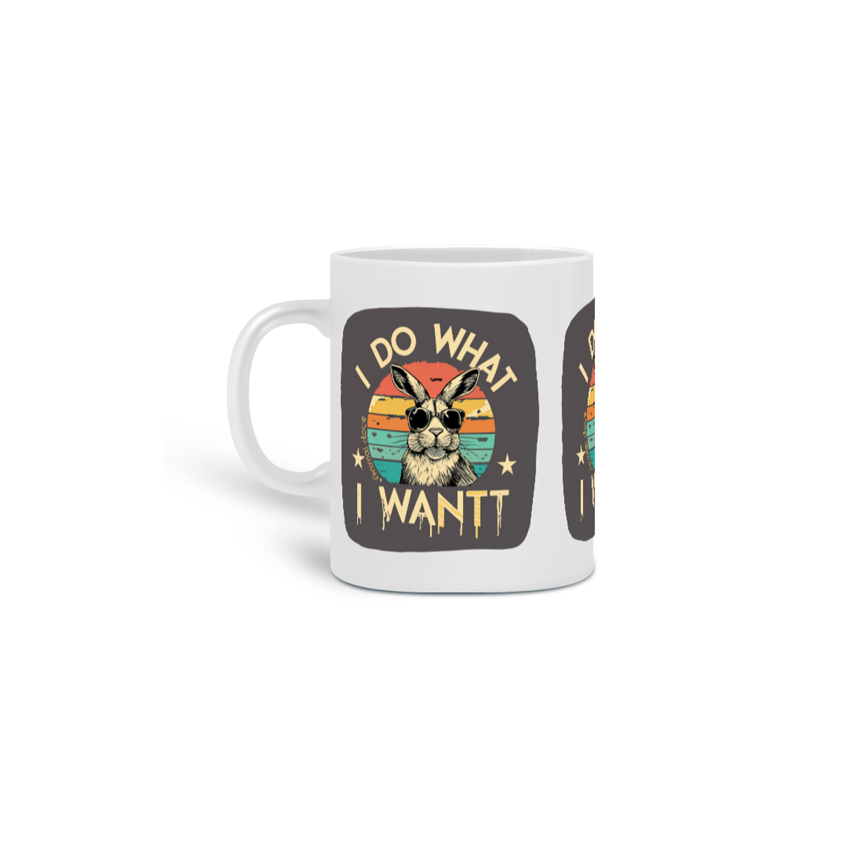 Nome do produto:  CANECA PERSONALIZADA CRIATIVA EM CERÂMICA, 325ML C/03 LADOS RABBIT I DO WHAT I WANT