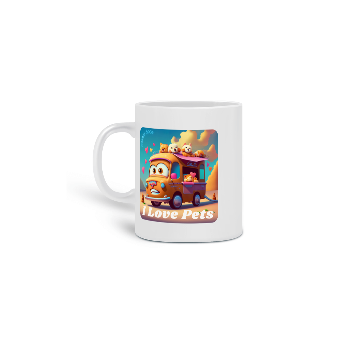 Nome do produto:  CANECA PERSONALIZADA CRIATIVA EM CERÂMICA, 325ML C/02 LADOS I LOVE PETS