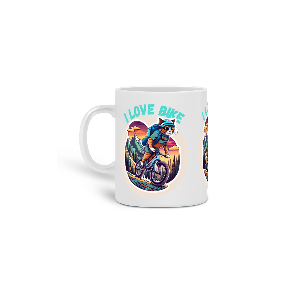 Nome do produto:  CANECA PERSONALIZADA CRIATIVA EM CERÂMICA, 325ML C/03 LADOS CAT I LOVE BIKE