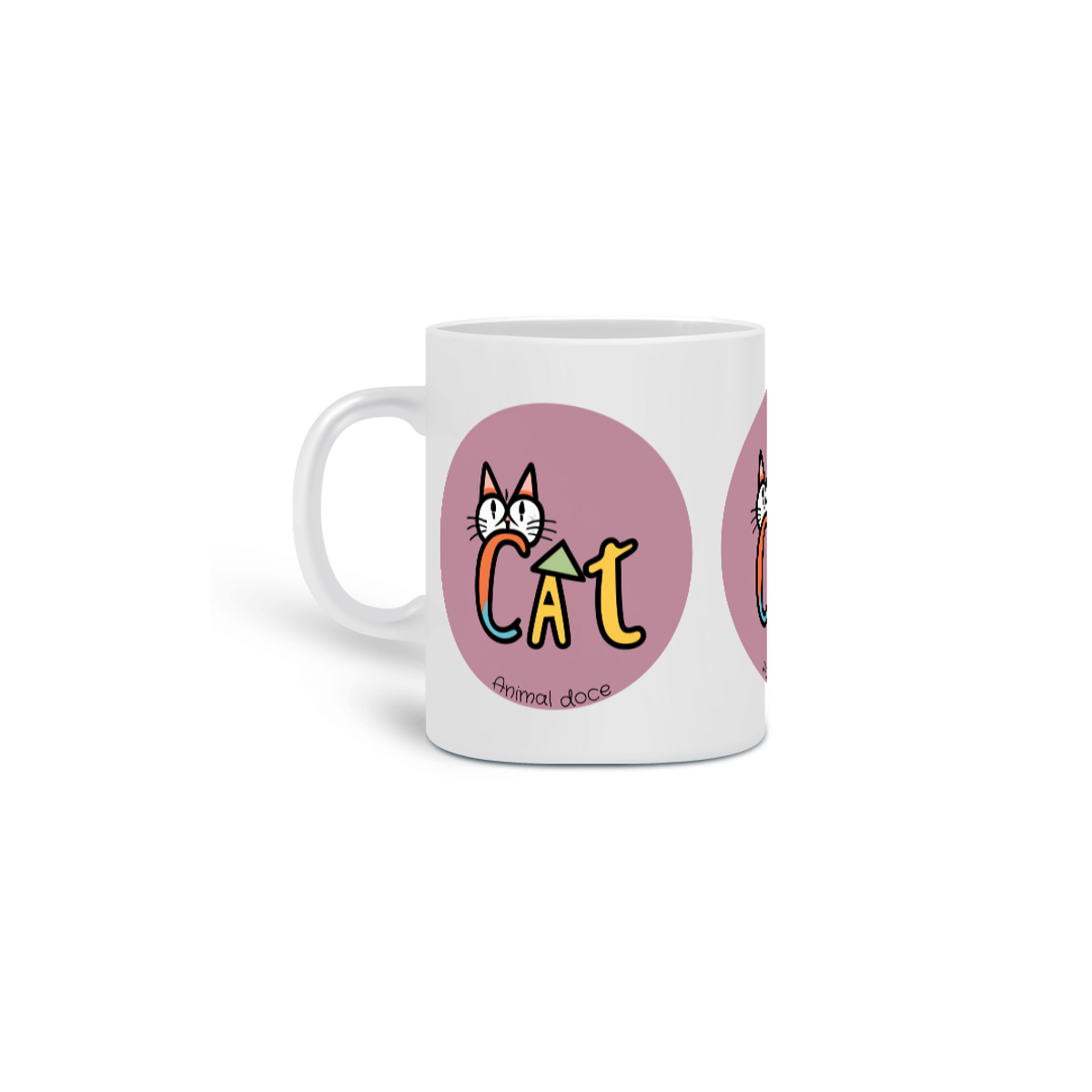 Nome do produto:  CANECA PERSONALIZADA CRIATIVA EM CERÂMICA, 320ML C/03 LADOS CAT LETRAS