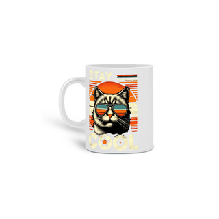 Nome do produto CANECA PERSONALIZADA CRIATIVA EM CERÂMICA, 325ML C/02 LADOS CAT STAY COOL