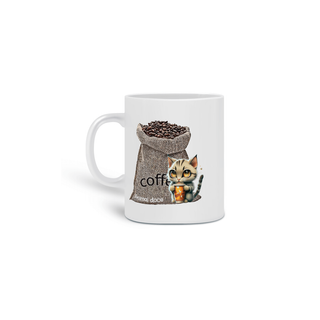 Nome do produto CANECA PERSONALIZADA CRIATIVA EM CERÂMICA, 320ML C/02 LADOS COFFEE CAT