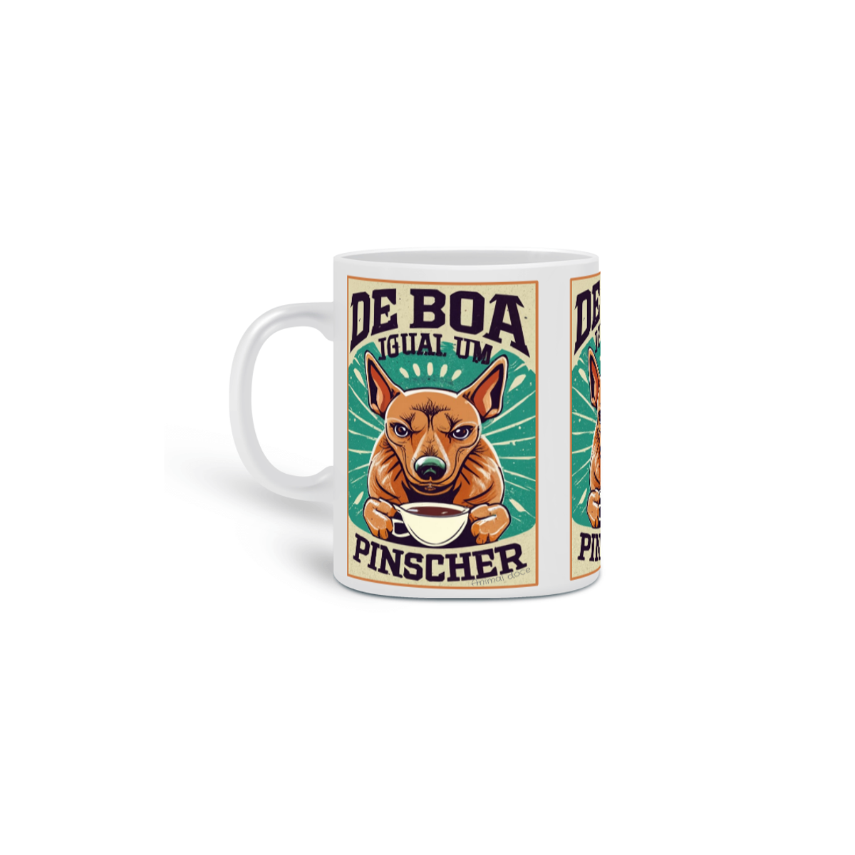 Nome do produto: CANECA PERSONALIZADA CRIATIVA EM CERÂMICA, 320ML C/03 LADOS DOG DE BOA IGUAL UM PINSCHER 