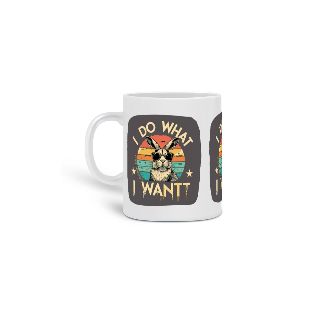 Nome do produto: CANECA PERSONALIZADA CRIATIVA EM CERÂMICA, 325ML C/03 LADOS RABBIT I DO WHAT I WANT