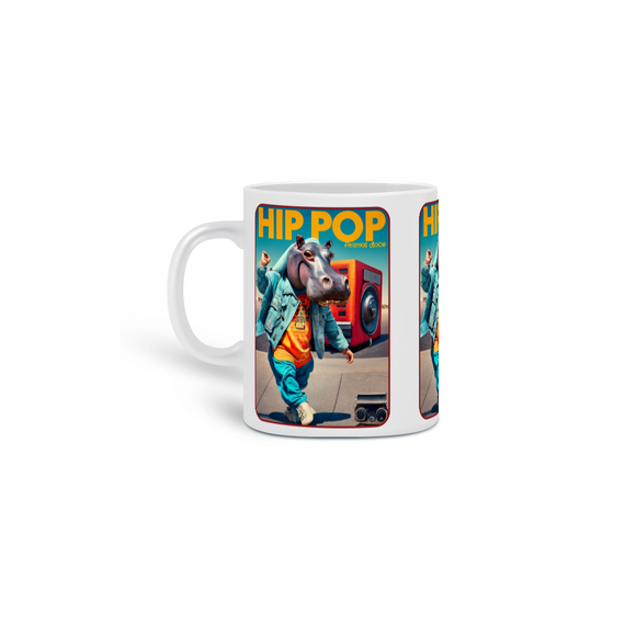 CANECA PERSONALIZADA CRIATIVA EM CERÂMICA, 325ML C/03 LADOS RHINO HIP POP