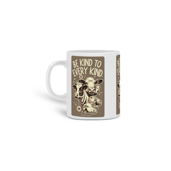 CANECA PERSONALIZADA CRIATIVA EM CERÂMICA 325ML 03 LADOS, TAURUS BE KIND