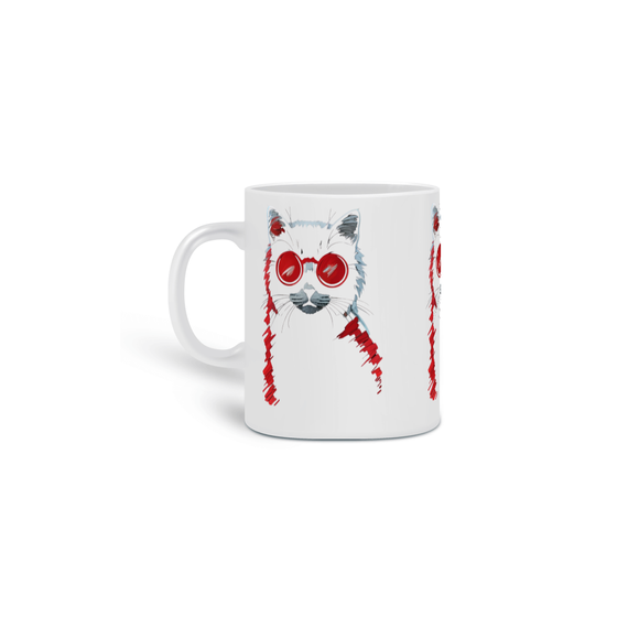 CANECA PERSONALIZADA CRIATIVA EM CERÂMICA 325ML 03 LADOS, CAT TRAÇOS 