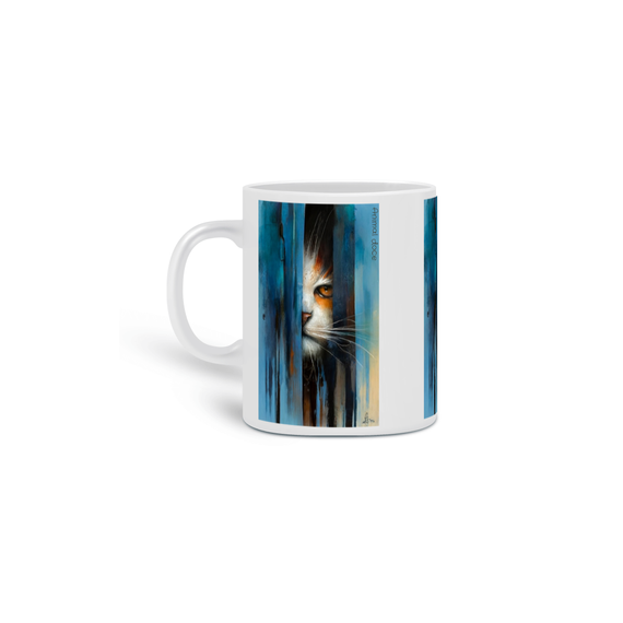 CANECA PERSONALIZADA CRIATIVA EM CERÂMICA 325ML 03 LADOS, MYSTERIOUS CAT