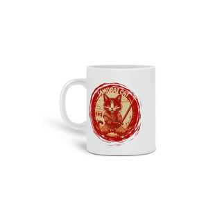 Nome do produtoCANECA PERSONALIZADA CRIATIVA EM CERÂMICA, 325ML C/02 LADOS, SAMURAI CAT