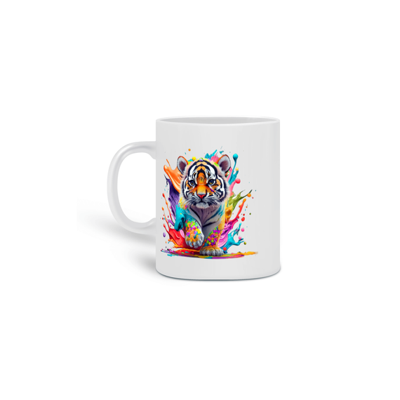  CANECA PERSONALIZADA CRIATIVA EM CERÂMICA, 325ML C/02 LADOS, TIGER