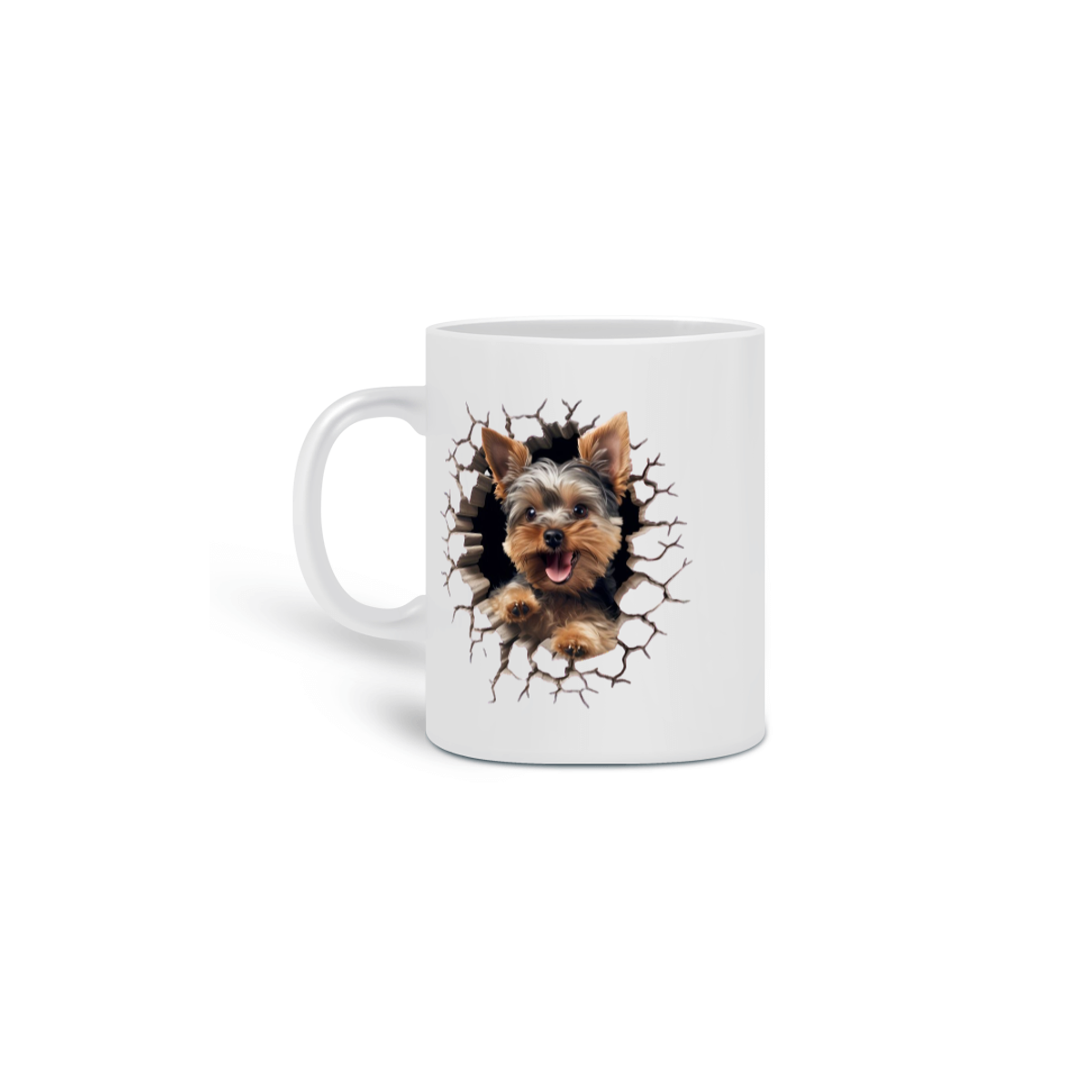 Nome do produto:  CANECA PERSONALIZADA CRIATIVA EM CERÂMICA, 325ML C/02 LADOS, ESTILO 3D DOG YORKSHIRE TERRIER