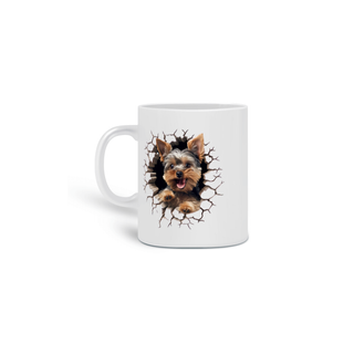 Nome do produto CANECA PERSONALIZADA CRIATIVA EM CERÂMICA, 325ML C/02 LADOS, ESTILO 3D DOG YORKSHIRE TERRIER