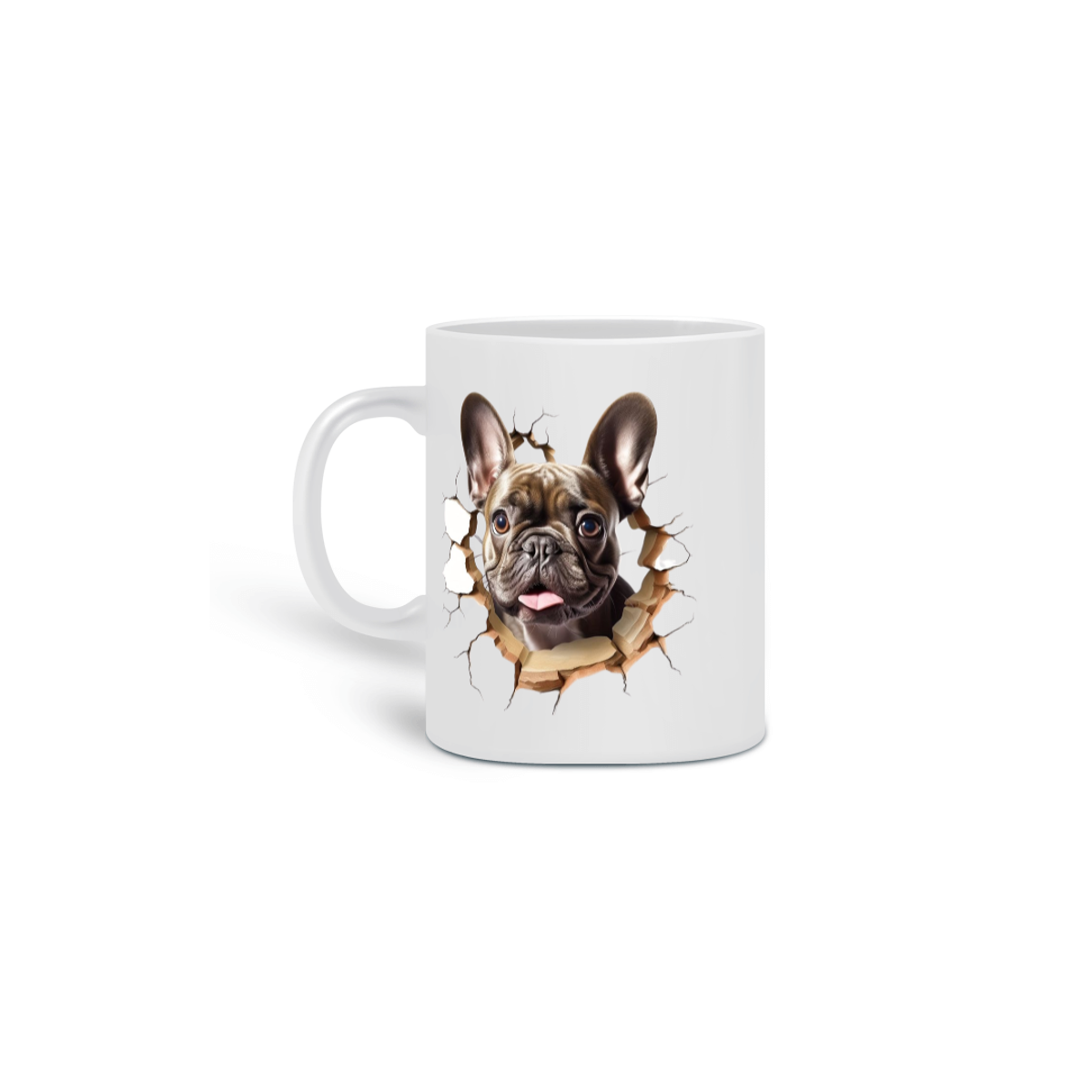 Nome do produto:  CANECA PERSONALIZADA CRIATIVA EM CERÂMICA, 325ML C/02 LADOS, ESTILO 3D DOG BULDOGUE FRANCÊS