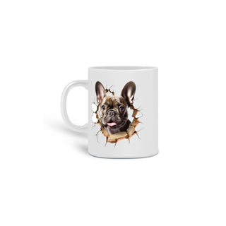 Nome do produto CANECA PERSONALIZADA CRIATIVA EM CERÂMICA, 325ML C/02 LADOS, ESTILO 3D DOG BULDOGUE FRANCÊS