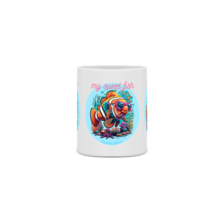 Nome do produtoCANECA PERSONALIZADA CRIATIVA EM CERÂMICA, 325ML C/03 LADOS MY SWEET FISH