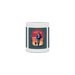 Nome do produtoCANECA PERSONALIZADA CRIATIVA EM CERÂMICA 325ML 03 LADOS, LINHA FILME JOHN WICK DOG BE KIND TO ANIMALS