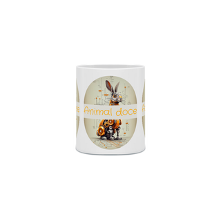 Nome do produtoCANECA PERSONALIZADA CRIATIVA EM CERÂMICA 325ML 03 LADOS, ROBOTIC RABBIT 