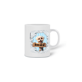 Nome do produto CANECA PERSONALIZADA CRIATIVA EM CERÂMICA, 320ML C/02 LADOS DOG NEVER GIVE UP