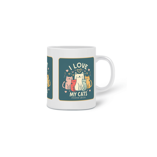 Nome do produto CANECA PERSONALIZADA CRIATIVA EM CERÂMICA, 320ML C/03 LADOS I LOVE MY PETS