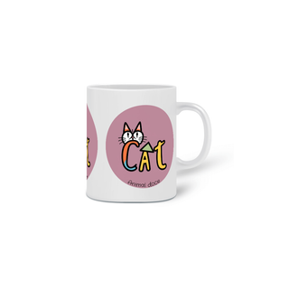 Nome do produto CANECA PERSONALIZADA CRIATIVA EM CERÂMICA, 320ML C/03 LADOS CAT LETRAS