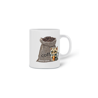 Nome do produto CANECA PERSONALIZADA CRIATIVA EM CERÂMICA, 320ML C/02 LADOS COFFEE CAT