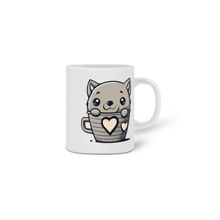 Nome do produto CANECA PERSONALIZADA CRIATIVA EM CERÂMICA, 325ML C/02 LADOS CAT IN THE CUP