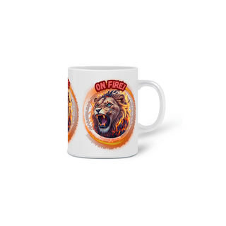 Nome do produtoCANECA PERSONALIZADA CRIATIVA EM CERÂMICA, 325ML C/03 LADOS LION ON FIRE