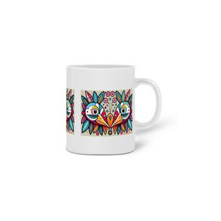 Nome do produtoCANECA PERSONALIZADA CRIATIVA EM CERÂMICA 325ML 03 LADOS, COLORFUL BIRDS