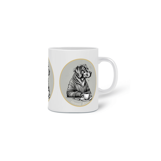 Nome do produtoCANECA PERSONALIZADA CRIATIVA EM CERÂMICA 325ML 03 LADOS, DOG GOLDEN COFFEE PB