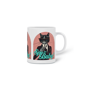 Nome do produtoCANECA PERSONALIZADA CRIATIVA EM CERÂMICA 320ML 03 LADOS CAT, SPY ME BABY