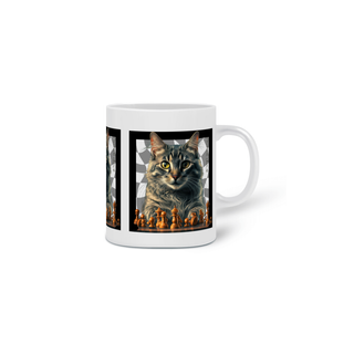 Nome do produtoCANECA PERSONALIZADA CRIATIVA EM CERÂMICA 325ML 03 LADOS, CAT PLAYING CHESS