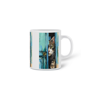 Nome do produtoCANECA PERSONALIZADA CRIATIVA EM CERÂMICA 325ML 03 LADOS, MYSTERIOUS CAT