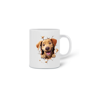 Nome do produto CANECA PERSONALIZADA CRIATIVA EM CERÂMICA, 325ML C/02 LADOS, ESTILO 3D DOG CARAMELO