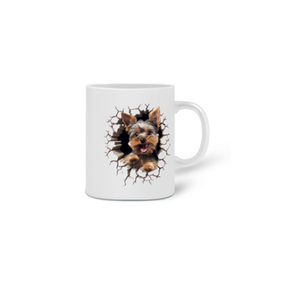 Nome do produto CANECA PERSONALIZADA CRIATIVA EM CERÂMICA, 325ML C/02 LADOS, ESTILO 3D DOG YORKSHIRE TERRIER