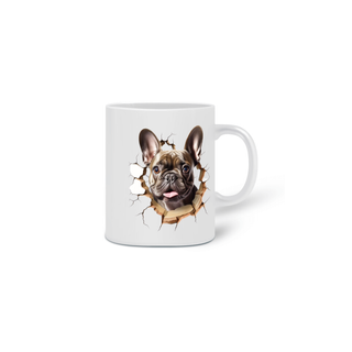 Nome do produto CANECA PERSONALIZADA CRIATIVA EM CERÂMICA, 325ML C/02 LADOS, ESTILO 3D DOG BULDOGUE FRANCÊS