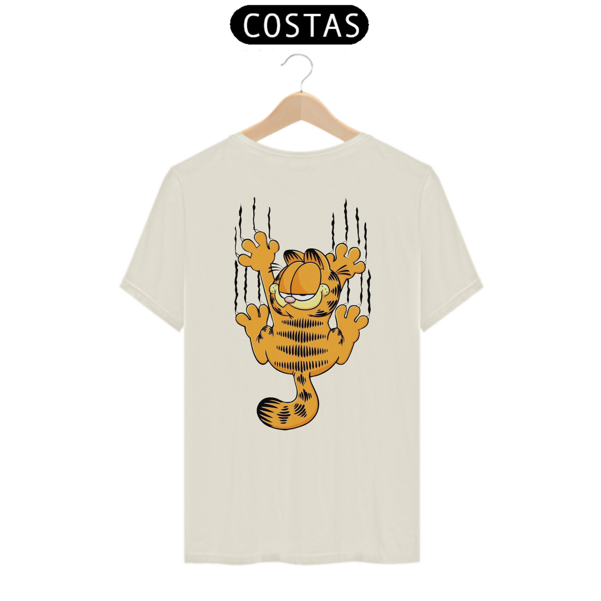 Nome do produto: CAMISETA T-SHIRT PIMA COSTAS, CAT GARFIELD