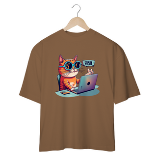 Nome do produtoCAMISETA OVERSIZED, CAT GEEK ON THE COMPUTER