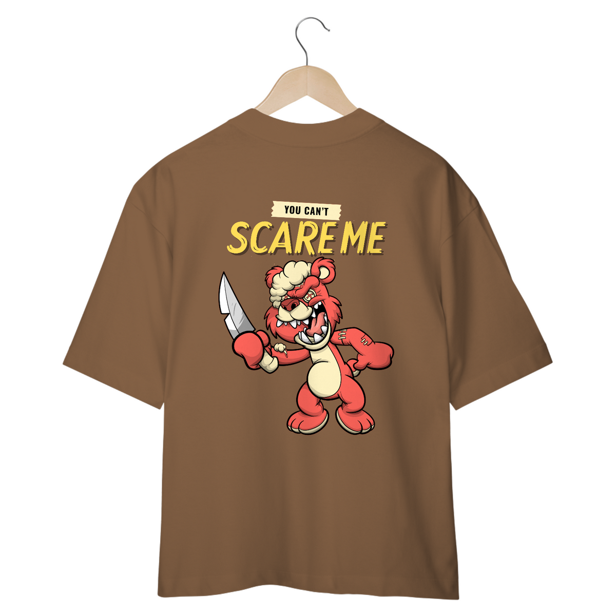 Nome do produto: CAMISETA OVERSIZED COSTAS, URSINHO PYSCHO YOU CAN´T SCARE ME