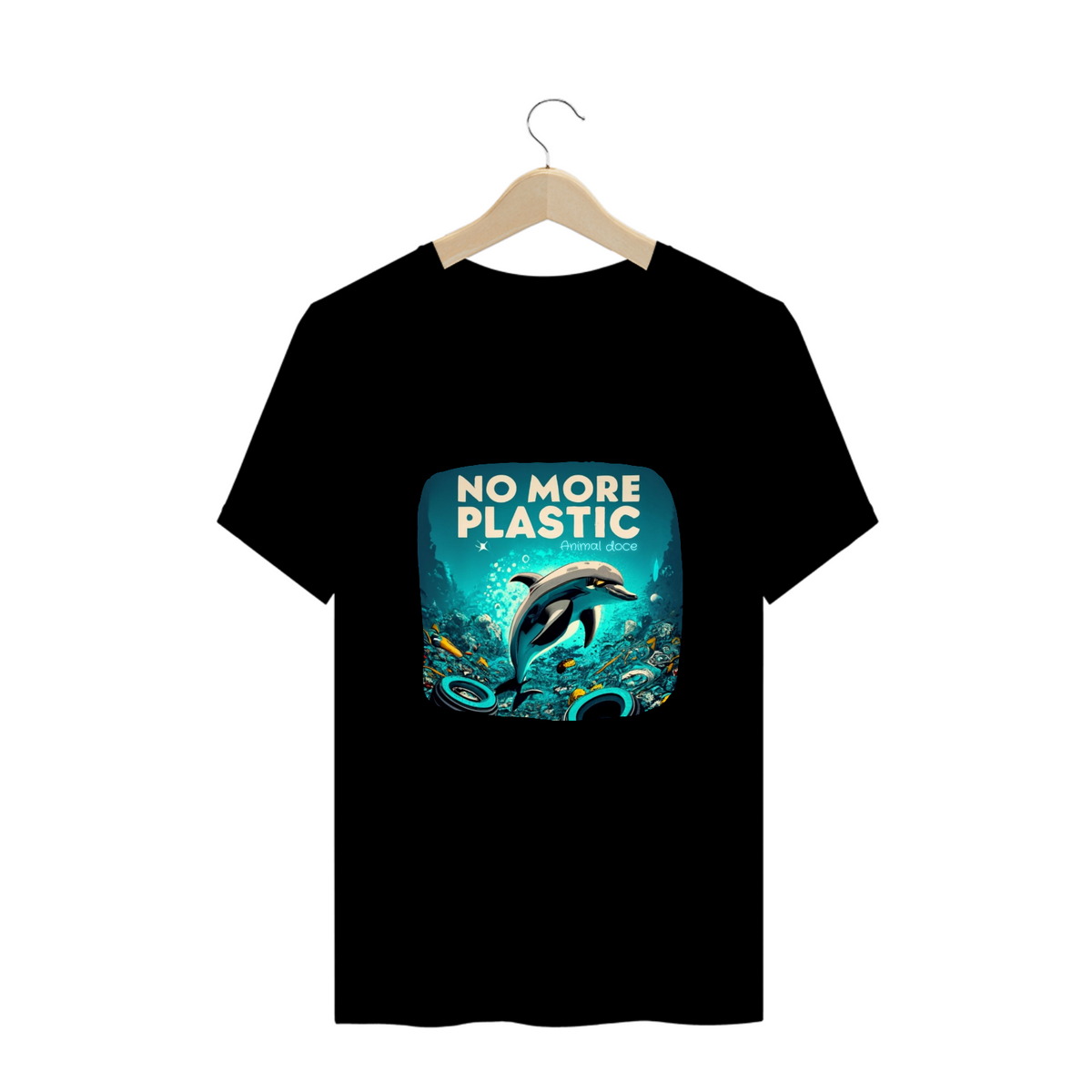 Nome do produto: CAMISETA T-SHIRT PLUS SIZE, DOLPHIN NO MORE PLASTIC 