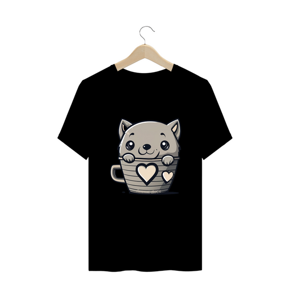 CAMISETA T-SHIRT PLUS SIZE, CAT IN THE CUP