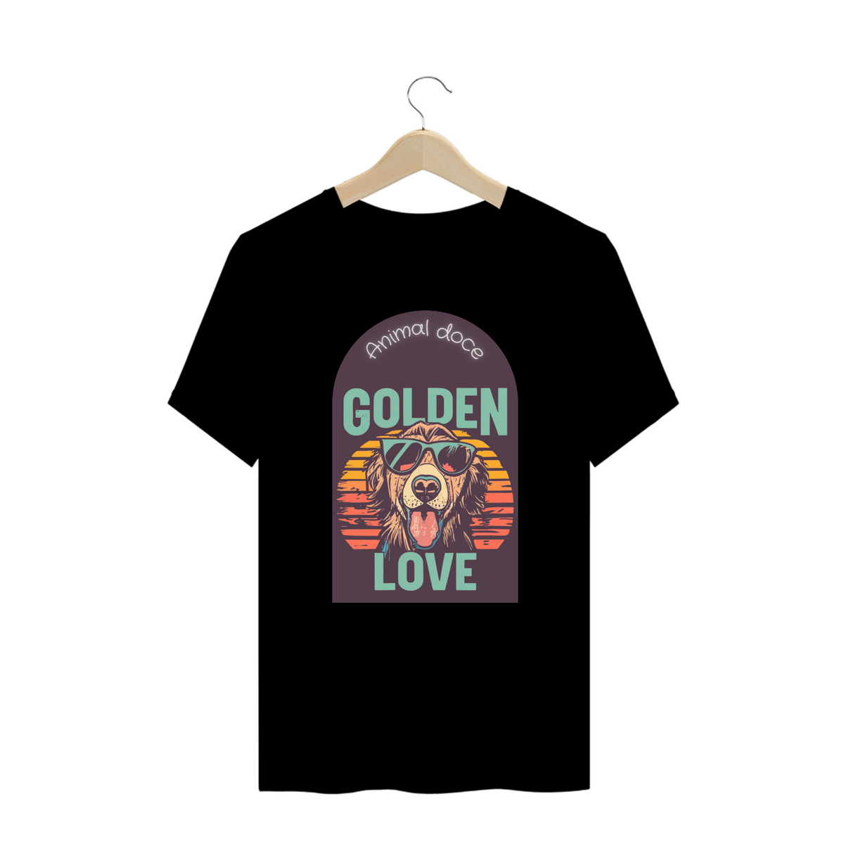 Nome do produto: CAMISETA T-SHIRT PLUS SIZE, DOG GOLDEN LOVE