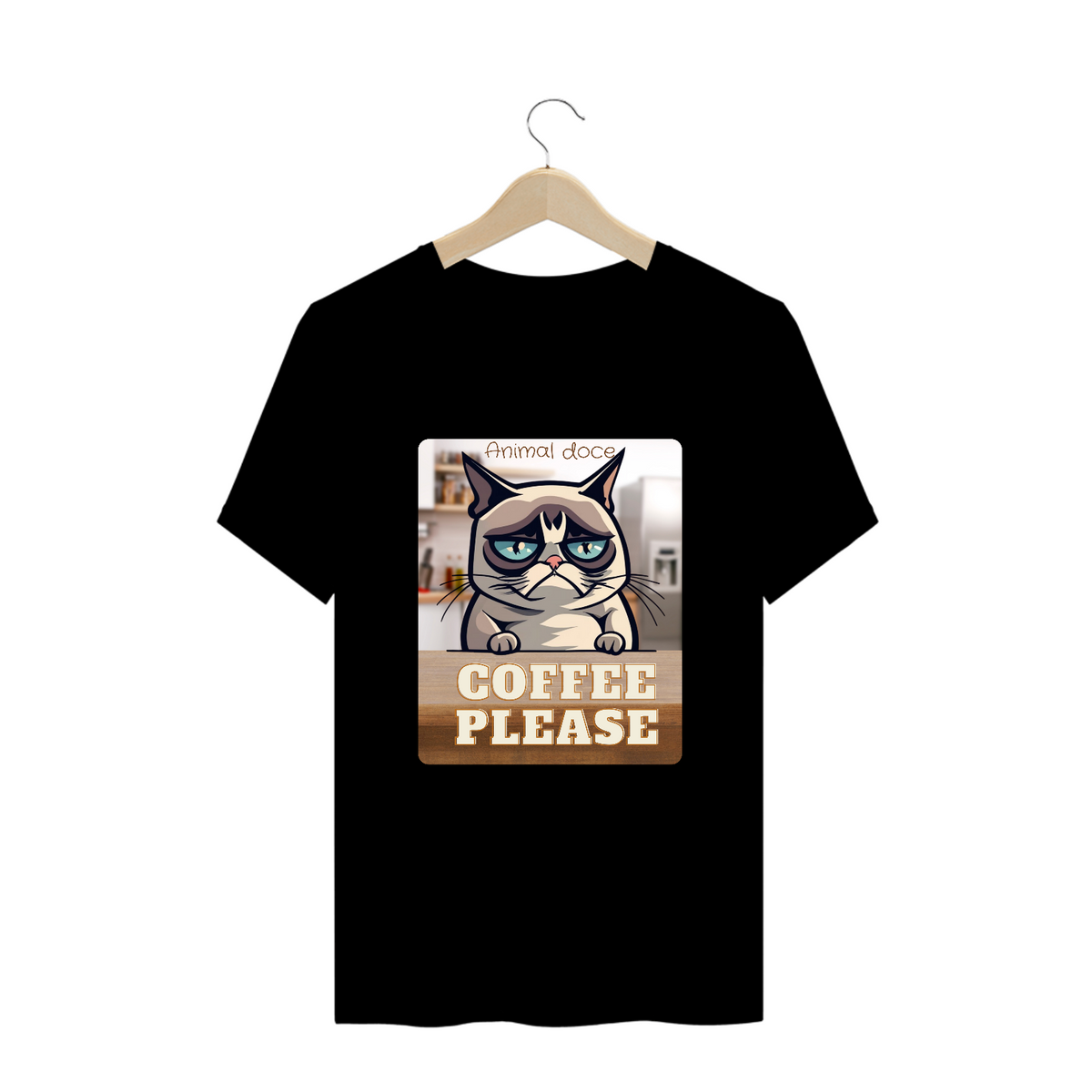 Nome do produto: CAMISETA T-SHIRT PLUS SIZE CAT, COFFEE PLEASE