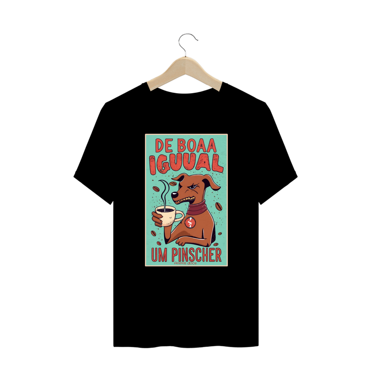 Nome do produto: CAMISETA T-SHIRT PLUS SIZE, DOG DE BOA IGUAL UM PINSCHER 