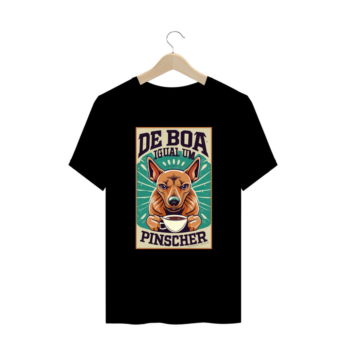 Nome do produto: CAMISETA T-SHIRT PLUS SIZE, DOG DE BOA IGUAL UM PINSCHER 