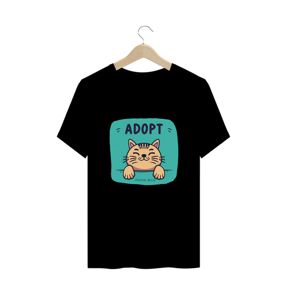 CAMISETA T-SHIRT PLUS SIZE CAT, ADOPT 