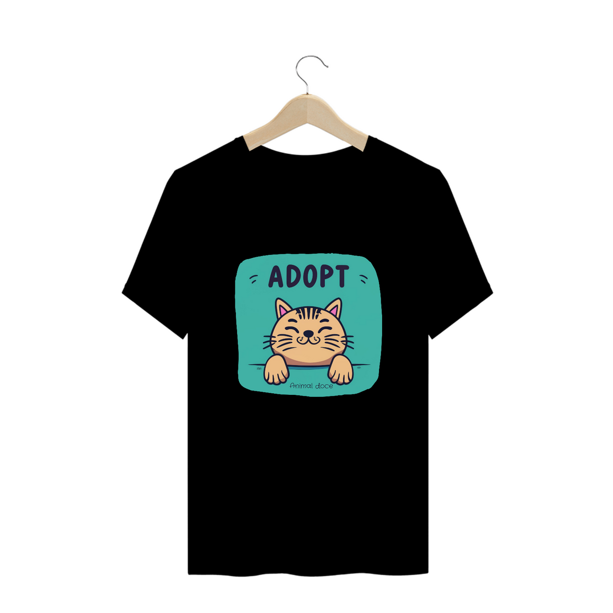 Nome do produto: CAMISETA T-SHIRT PLUS SIZE CAT, ADOPT 