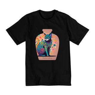 CAMISETA QUALITY INFANTIL, CAT IN THE VASE-10 A 14 ANOS