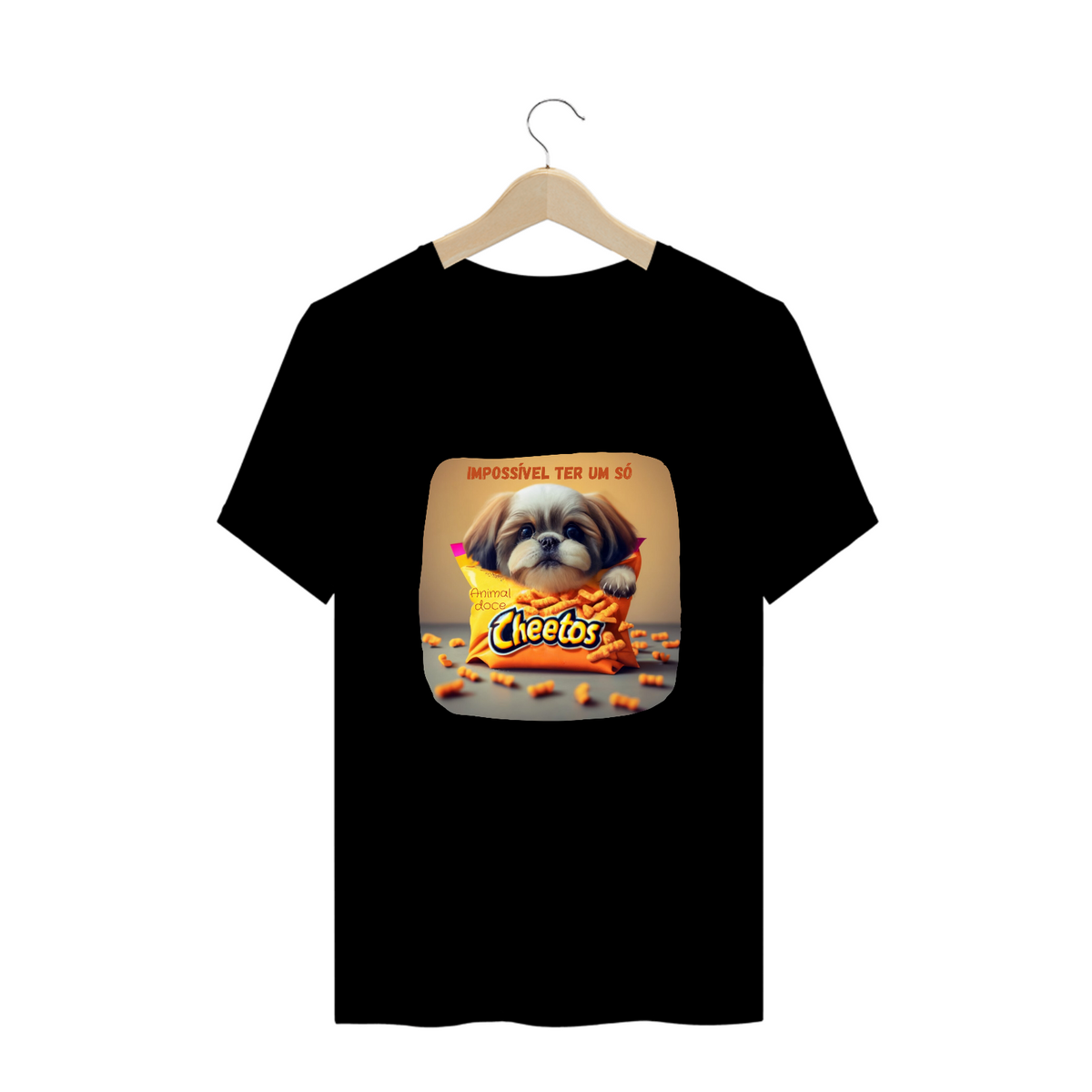 Nome do produto: CAMISETA T-SHIRT PLUS SIZE, DOG CHEETOS IMPOSSIVEL TER UM SO